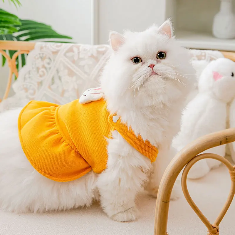 

Pet Dog Suspender Skirt Yellow Thin Spring Models Plush Rabbit Cute Style Vest Dress Small And Medium Puppy Cat Clothes