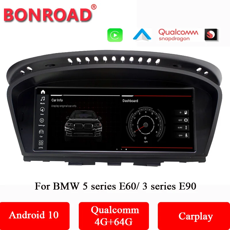 

Bonroad Android 10 Car Radio Player For BMW 5 Series E60 E61 E63 E64 3 series E90 E91 E92 E93 Multimedia CarPlay GPS Navigation