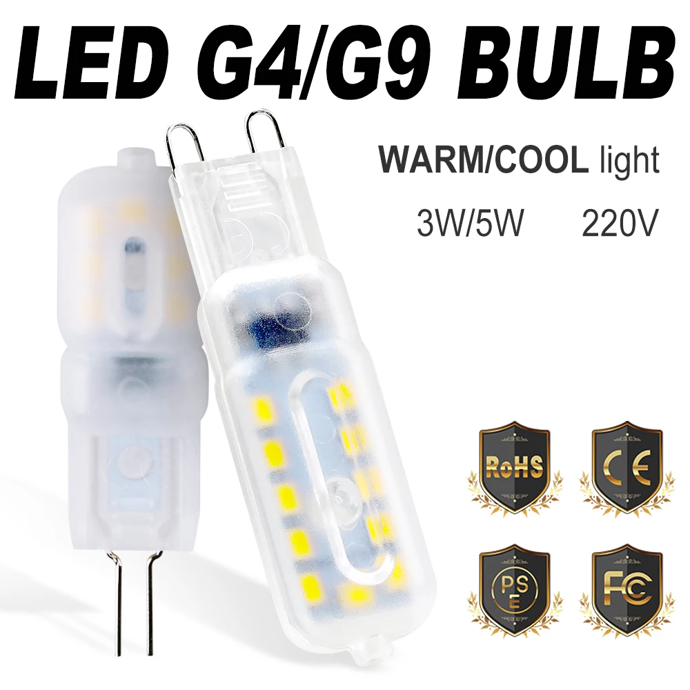 

LED G9 Corn Lamp G4 Mini Bulb 220V Candle Lights IC Dimmable Chandeliers 2835 Lampada Led Bombillas Home Energy Saving Lighting
