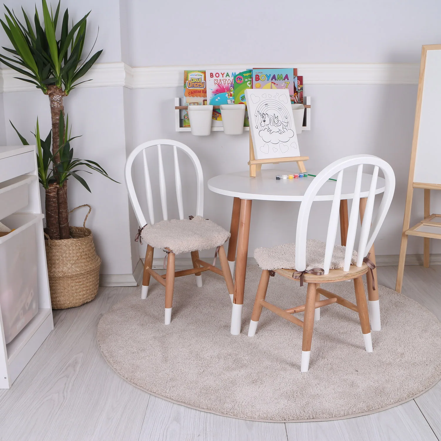 

Children activity wooden table chair set-personalized-high quality-european product-2 chair and 1 big size table