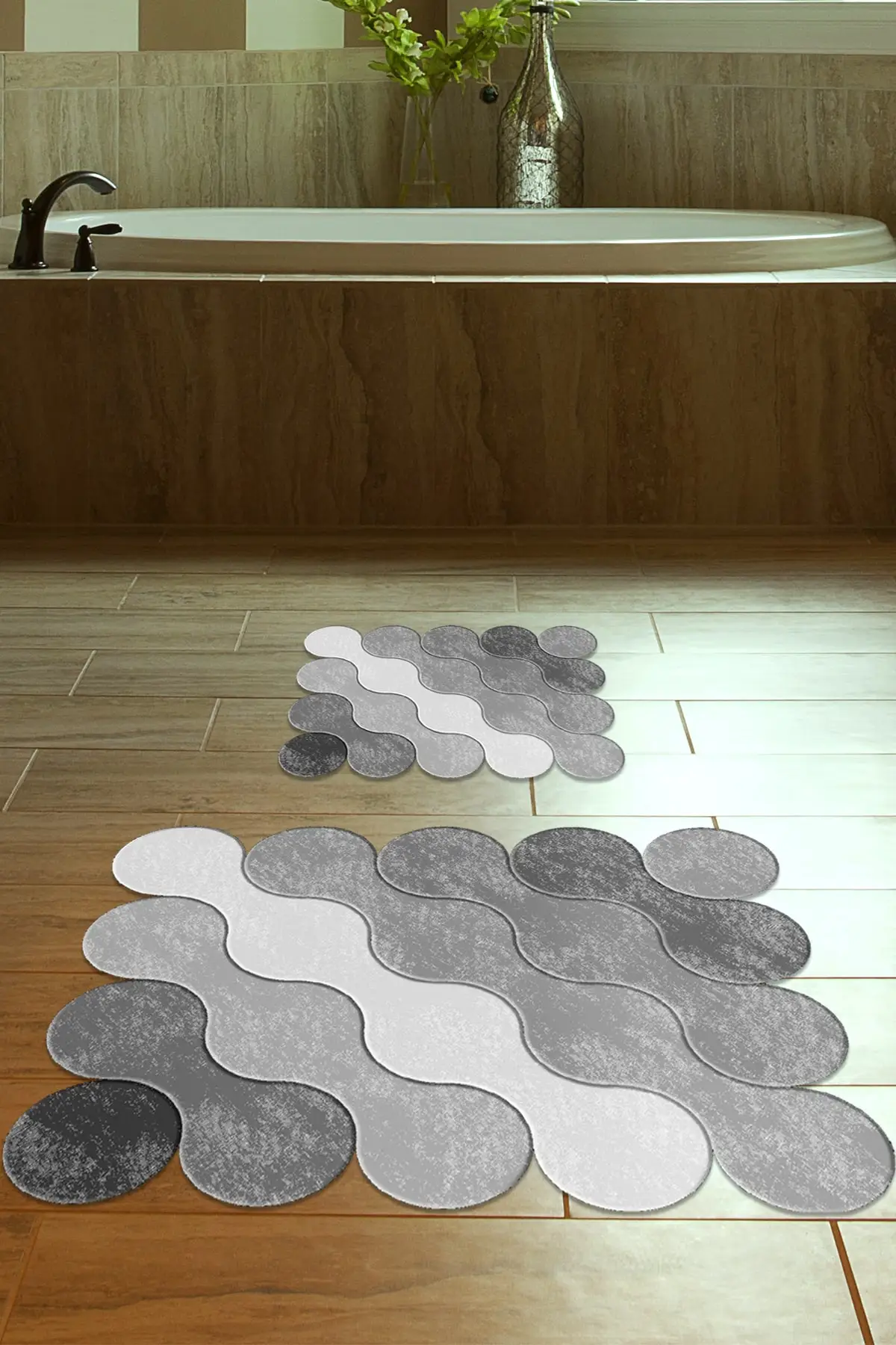 

Digital Printed Laser Cut Bath Mat Set of 2