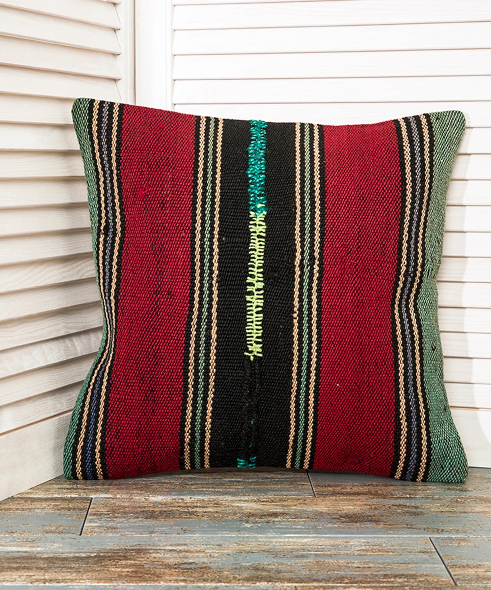 

Custom Made Best Price Stitched Detail Jade Color Vintage %100 Cotton Hand Knotted Boho Style Pillow Case Area Cushion Covers