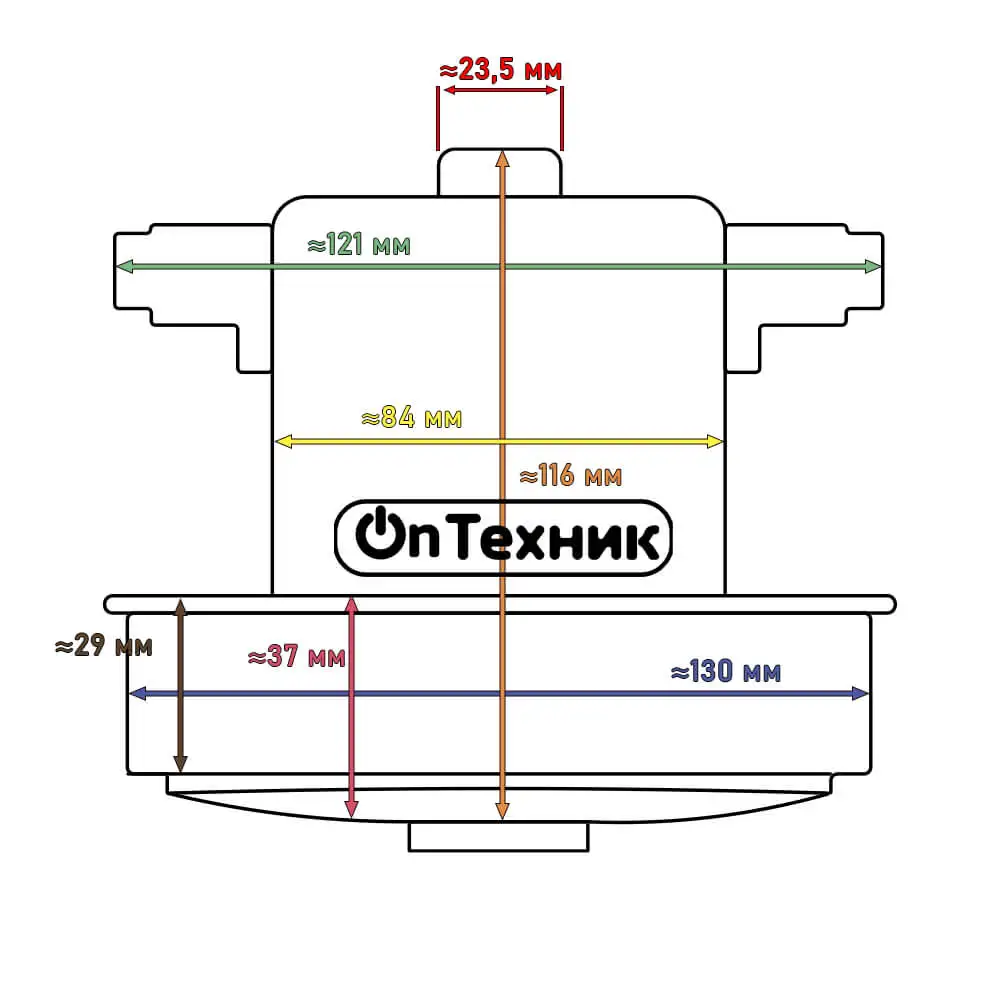 Двигатель для пылесосов H 116мм D 130 LG Electrolux 1800W VAC022UN 4681FI2478A EAU61703701 4681FI2482B