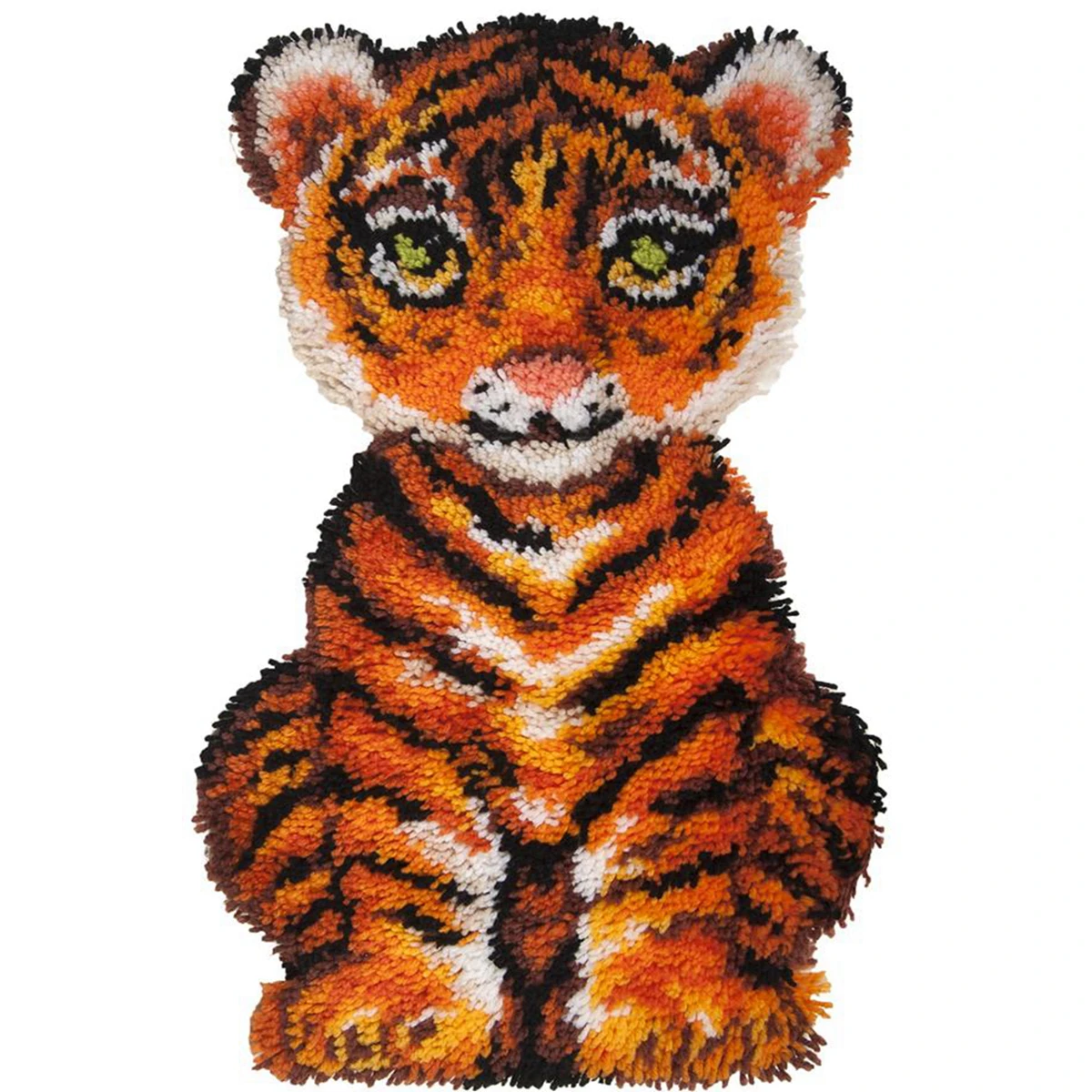 

Latch Hook Rug Tiger Cub Wall Tapestry DIY Carpet Rug Pre-Printed Canvas with Non-Skid Backing Floor Mat 60x90cm