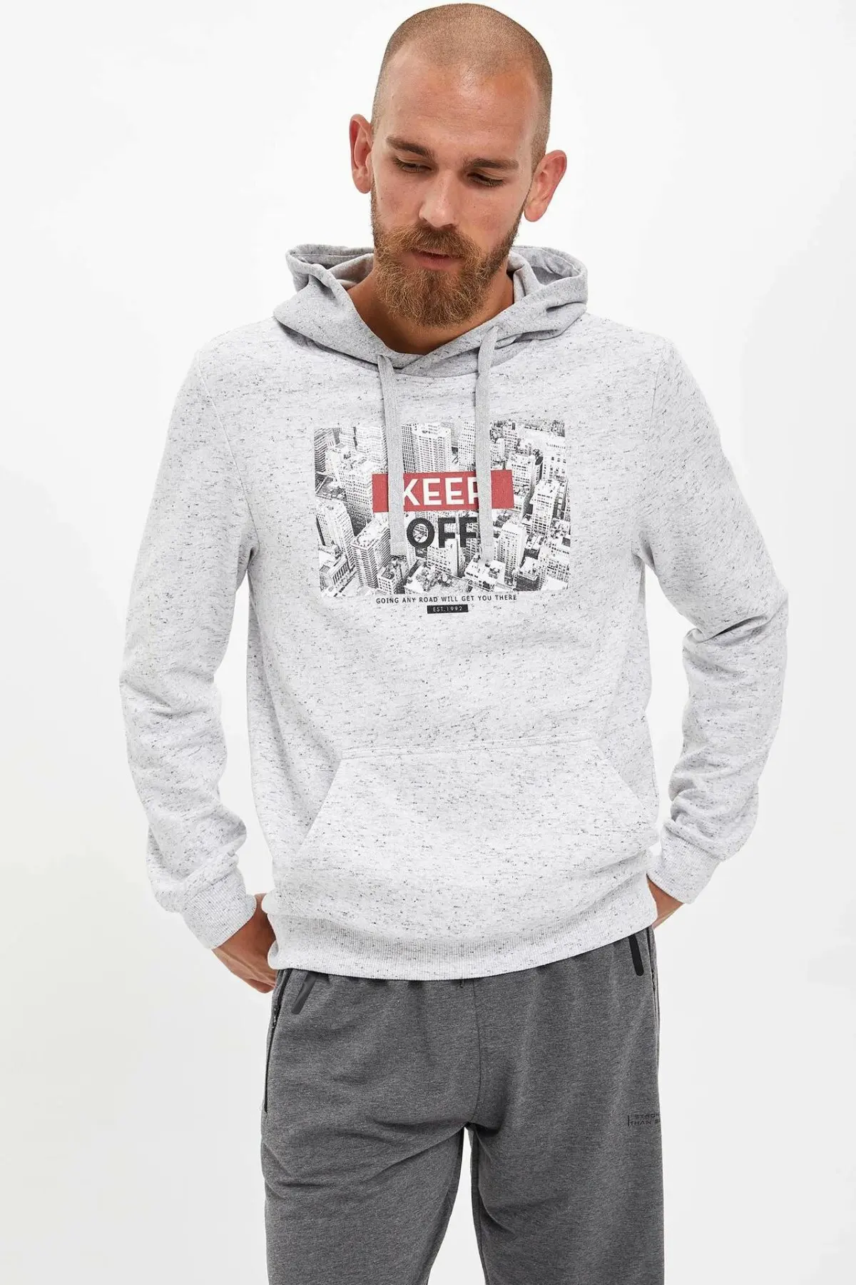 Дефакто мужские модные толстовки пуловеры повседневные хлопковые простые с