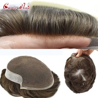 Soft French Lace Front Toupee For Men Human Hair Natural Hairline Male Hairpieces Hand Tied Grey Hair Replacement System