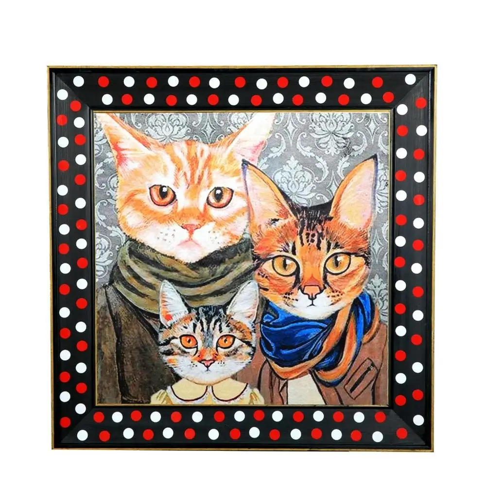 

Canvas Printed Glass Framed Cat Family 51 * 51 cm