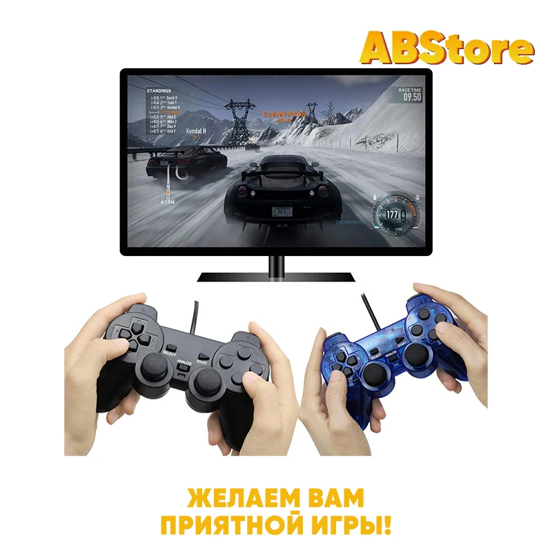 Геймпад для Sony Playstation 2 проводной контроллер джойстик черный консоль игровая