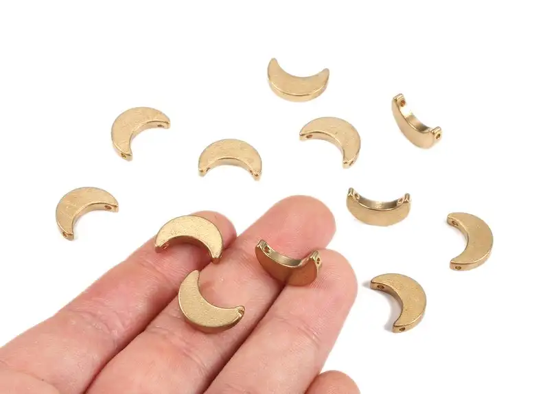 

Brass Spacer Bead - Raw Brass Moon Beads - Spacer Connectors - Jewelry Supplies - 12Pcs/Lot - 14.99x6.2x2.79mm - PP2233