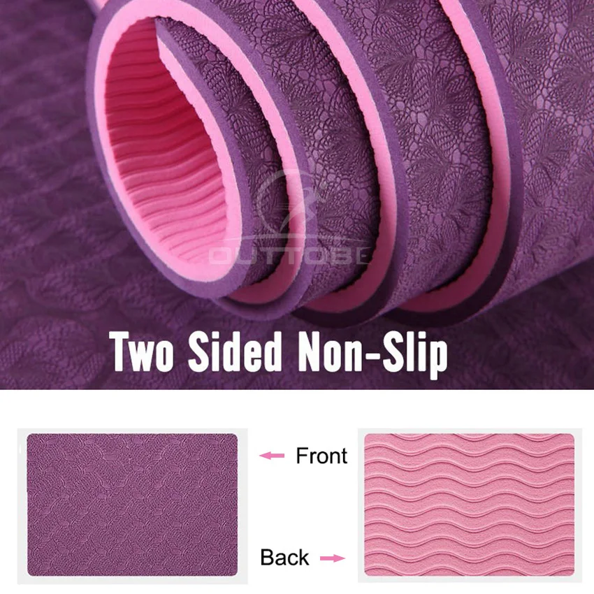 Outtobe Мат для йоги 6 мм упражнений в тренажерном зале коврики Экологичные Non Slip
