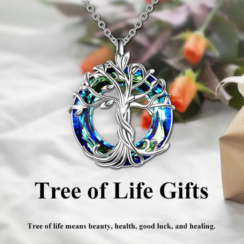 

Exquisite Tree of Life Necklaces Celtic Family Tree Necklace with Circle Crystal Jewelry Gifts for Women Girls Mom Birthday