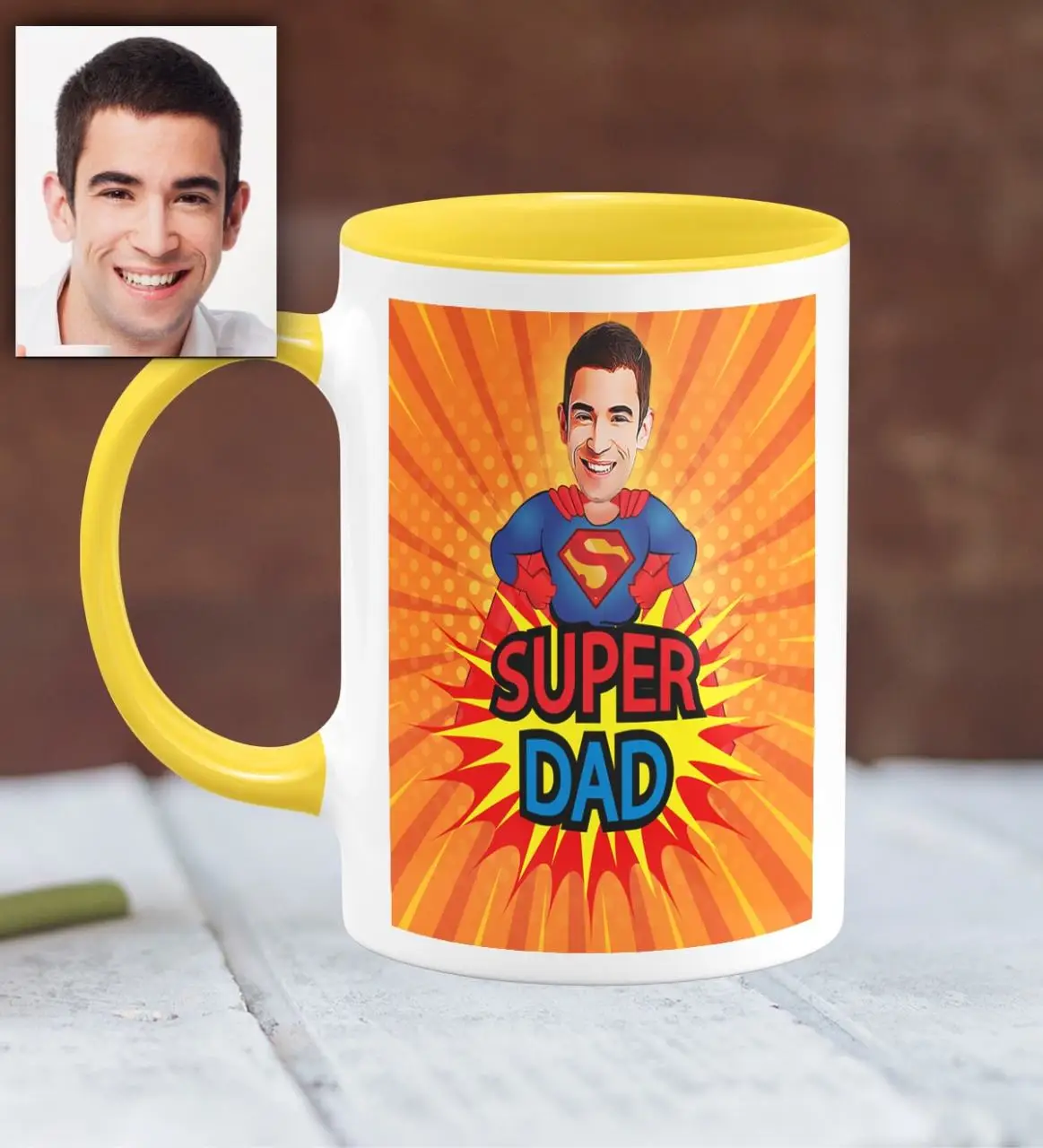 

Personalized Fathers Day Themed Caricature Of Yellow Mug Cup 34-354