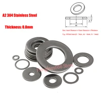 102050pcs a2 304 stainless steel flat washer plain gasket ring pad m3 m4 m5 m6 m8 m10 m12 m14 m16 m18 m20 thickness 0 8mm