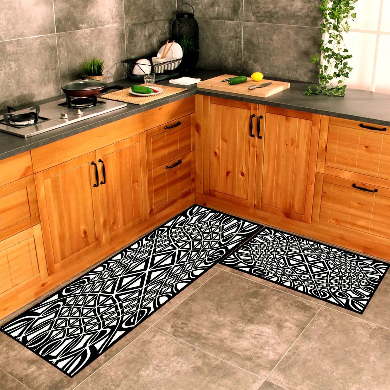 

Lines 8 Pattern Kitchen Carpet, Fan carpet anti-slip floor carpet, teenagers carpet area rugs