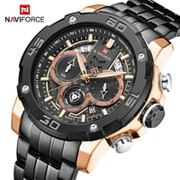 fashion business watches mens naviforce chronograph dial stainless steel waterproof mens wrist watches clock relogio masculino