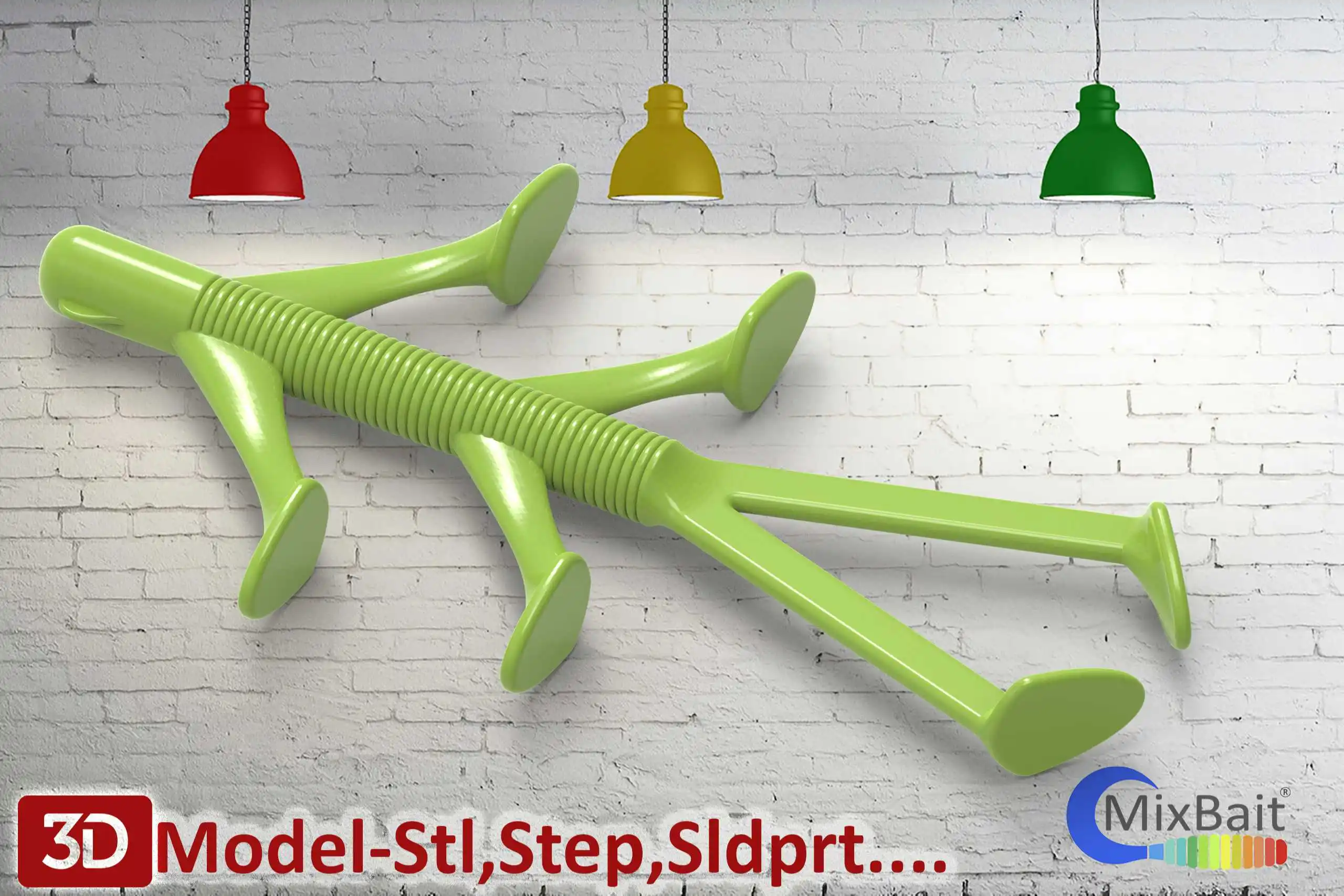 3d модель мягкой приманки визуально похожа на Wave Worm Tiki Gorilla чтобы создать форму в