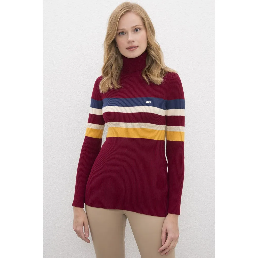

U.S. Polo Assn. Women Red Yellow White Blue Striped Slim 2020 Winter Casual Turtleneck sweater woman sweaters sweaters undefined tops sweater women 2020 long sleeve top women turtleneck women