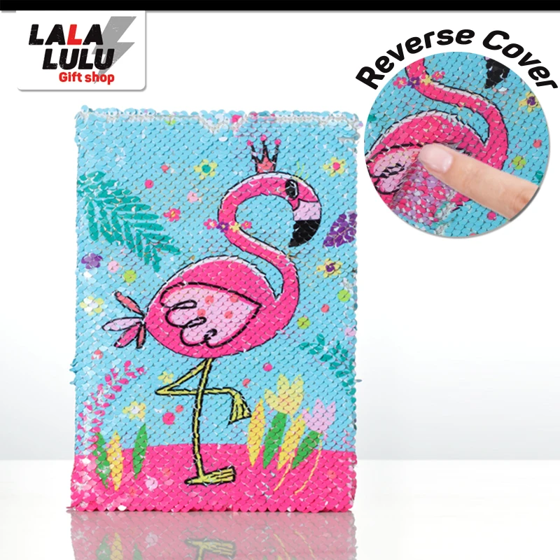 Lalalulu children Unicorn and Flamingo Cute Reversible Sequin Notebook Diary creative kid girls' School Stationery Book | Игрушки и