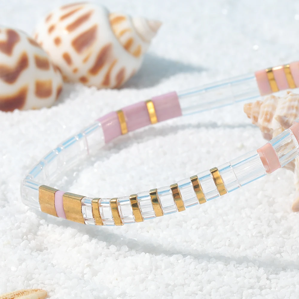 

YAUKIA Ladies Bracelet Boho Pulseras Mujer Moda Tila Bracelet Crystal Bead Elastic Jewelry Handmade Delica Bead