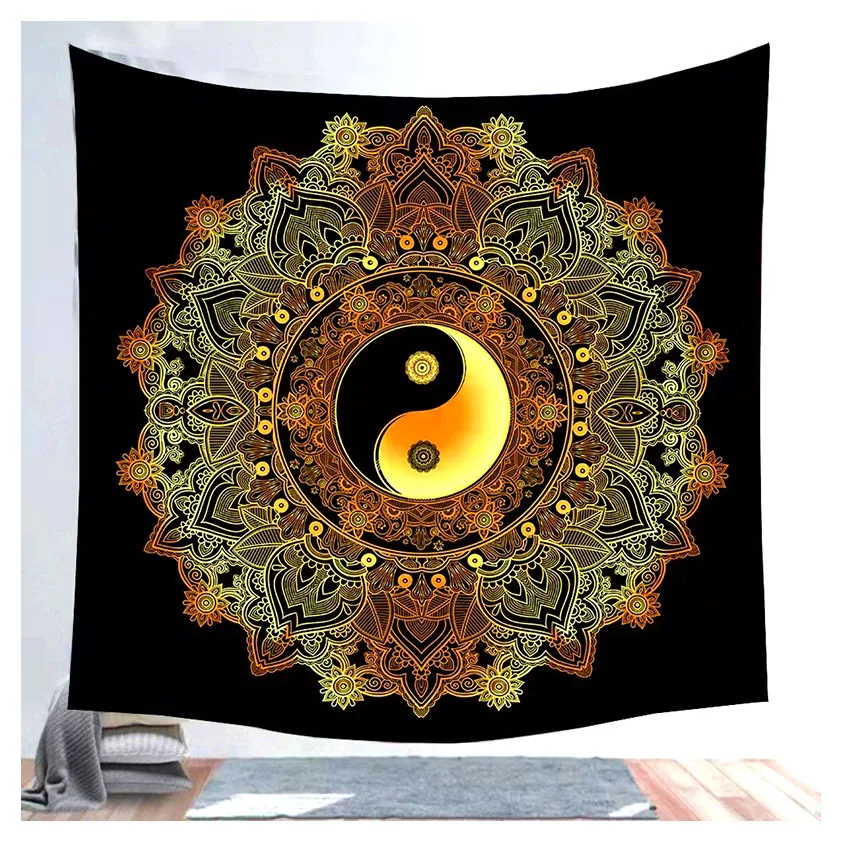 

Yin Yang Gossip Mandala Style Tapestry Wall Hangling Lace Cloth Printde Fabric Cheap Art Living Room Bedroom Dorm Home Decor