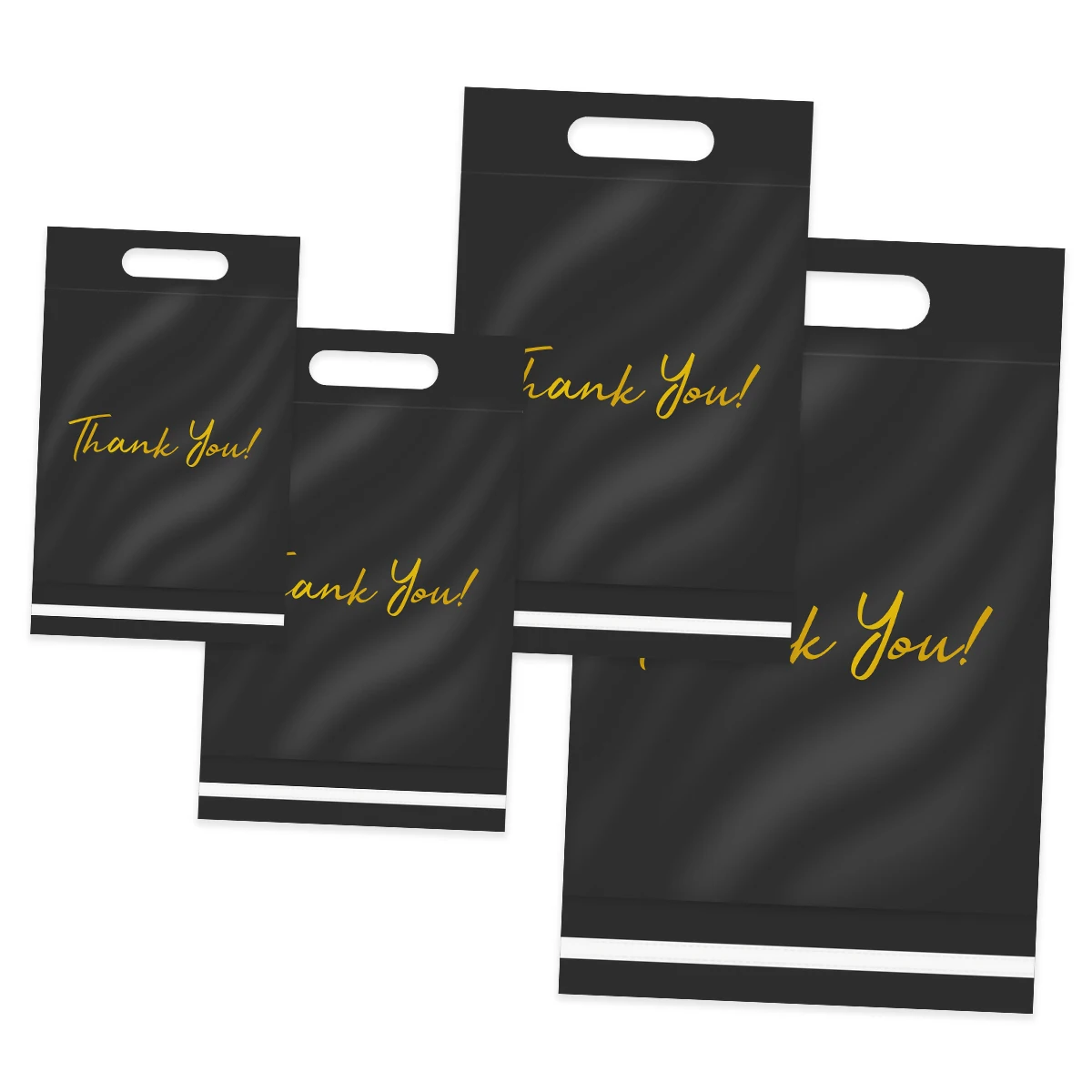 250 шт. полиэтиленовые пакеты с черной ручкой принтом Thank You самоклеящиеся и