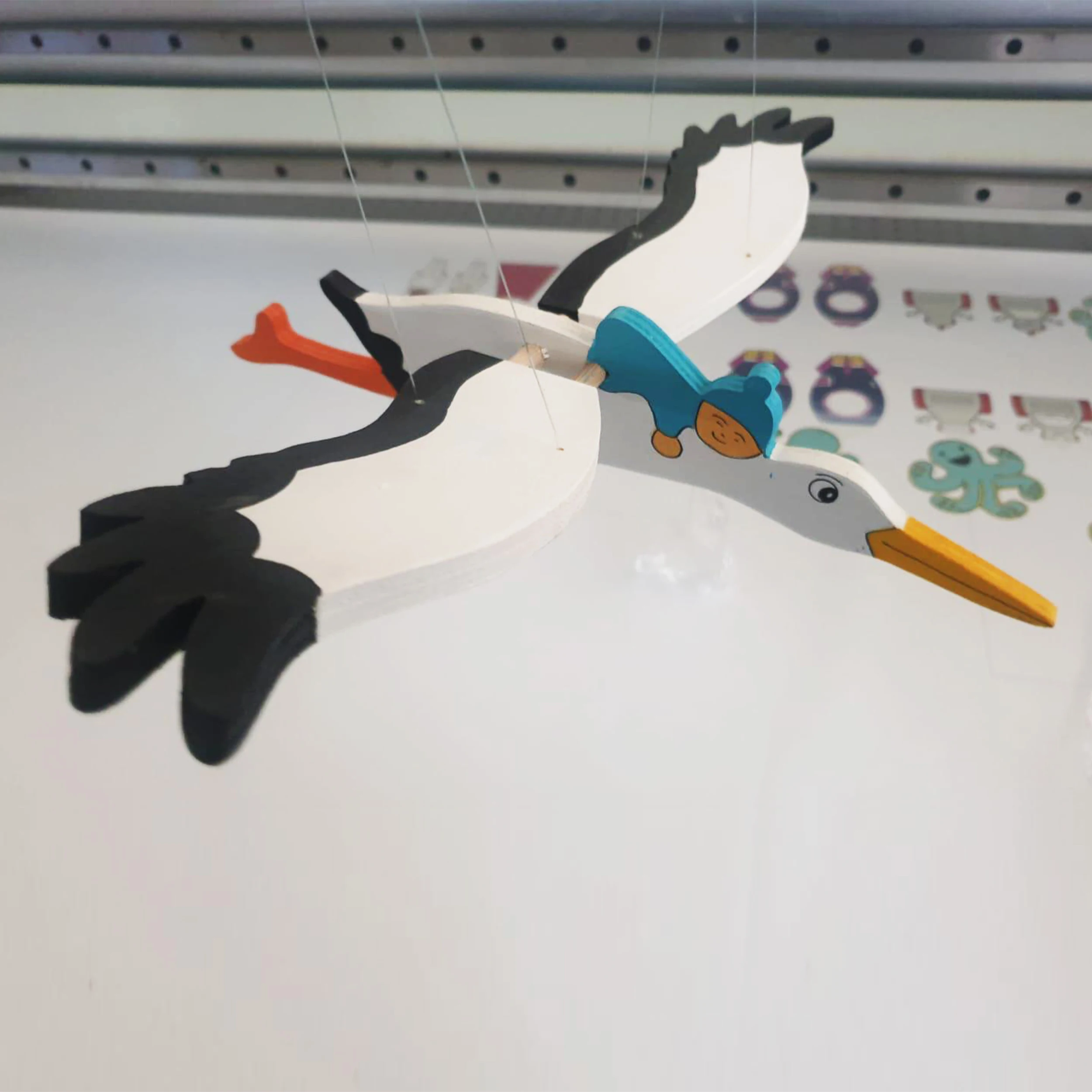 INGODI милые весенние деревянные игрушки ручной работы в виде аиста для украшения