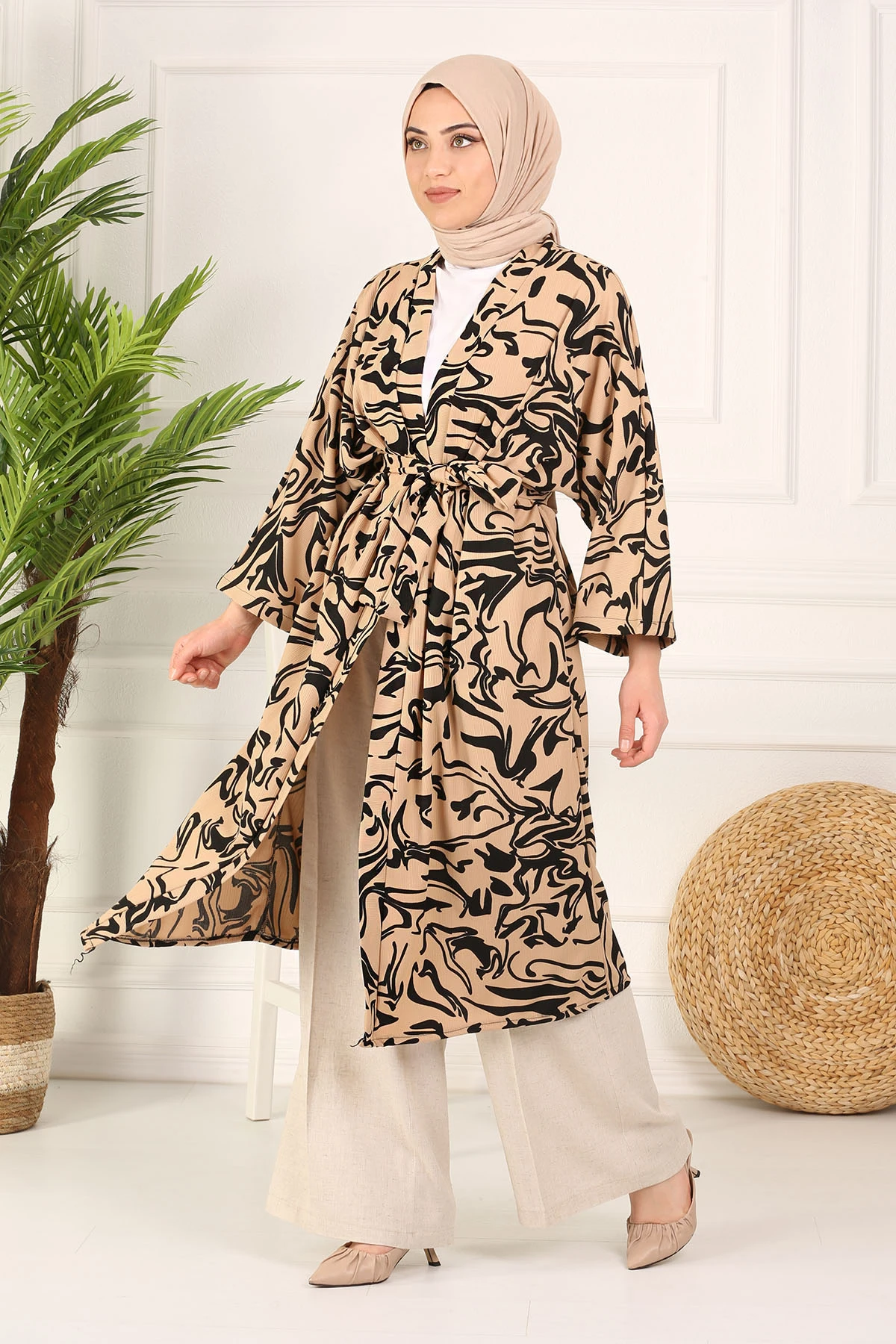 TUGBA outfit for Muslim Women Print Kimono Cardigan İslamic Muslim Turkiye