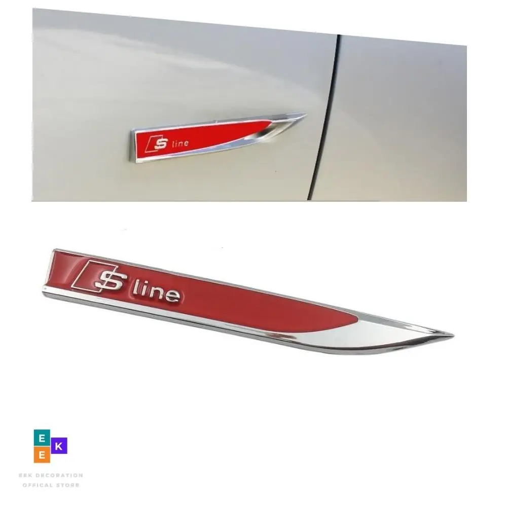 S-LINE значок на крыло для Audi S ABS пластик никель и черный/красный цвет 15 см-2 см
