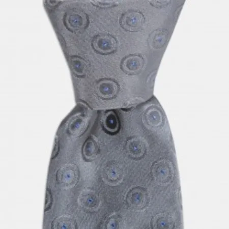 

Blue print gray silk tie 67828344