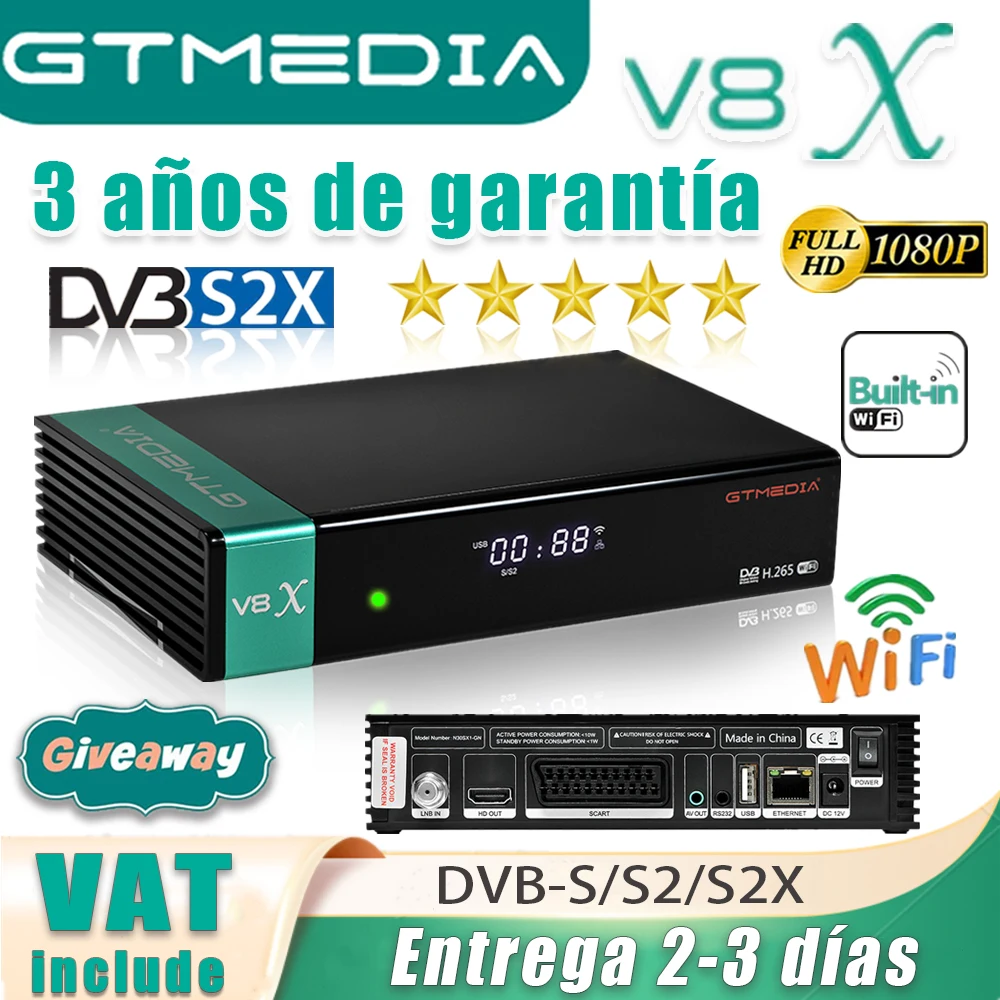 Оригинальный спутниковый ресивер gtmedia V8X встроенный Wi-Fi H.265 обновление v8 nova honor v9