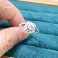 aazuo 18k solid white gold real natrual diamonds 0 60ct engagement square ring gift for woman high class banquet party au750