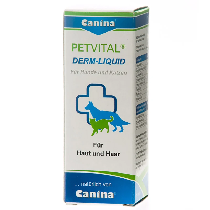 Фото Canina PETVITAL Derm Liquid, Дерм Ликвид, добавка с жирными кислотами, в каплях, для кошек и собак №2