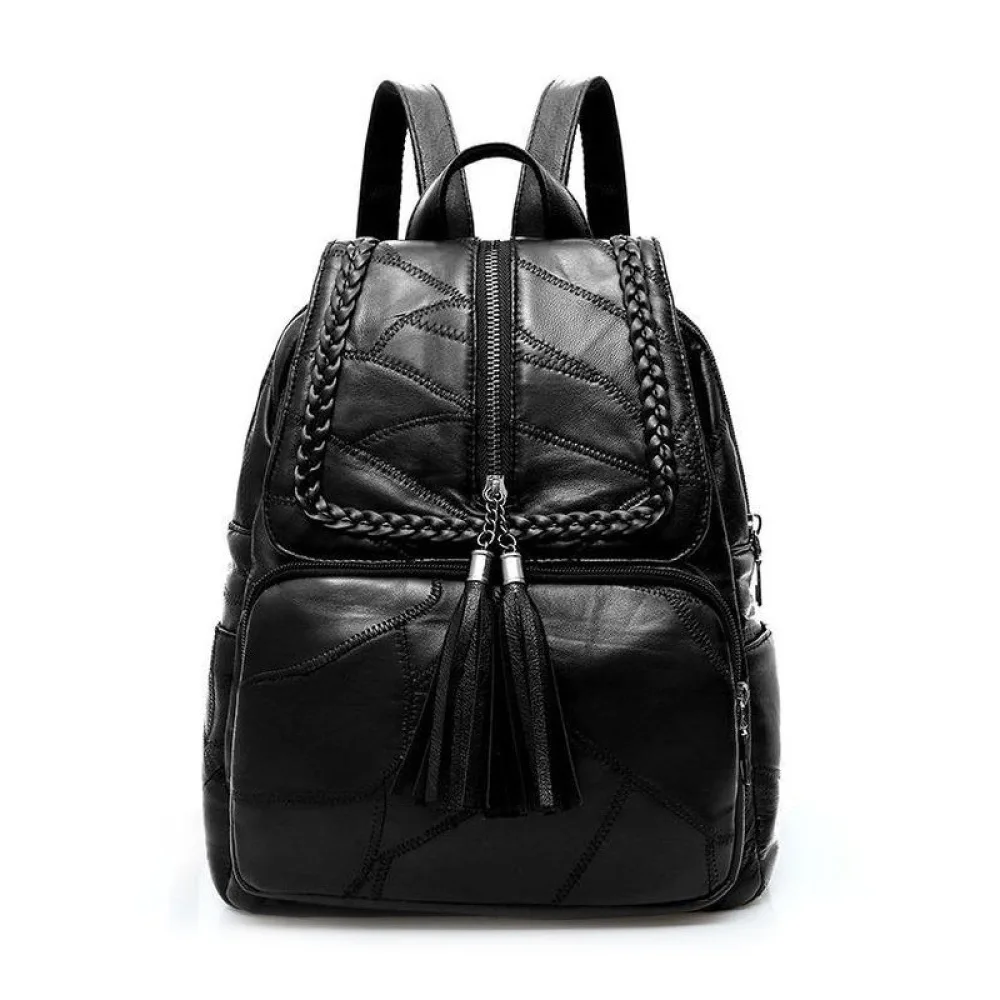 

Waterproof Leather Women's Backpack Fashion Vintage Hiking Backpacks Women Luxury Sport Travel Backpack Bag Black For Girls 2020