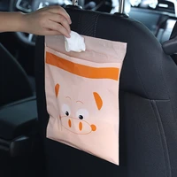 15pcs cartoon disposable hanging self adhesive garbage bag for car interior seat back auto trash storage kitchen foldable bags