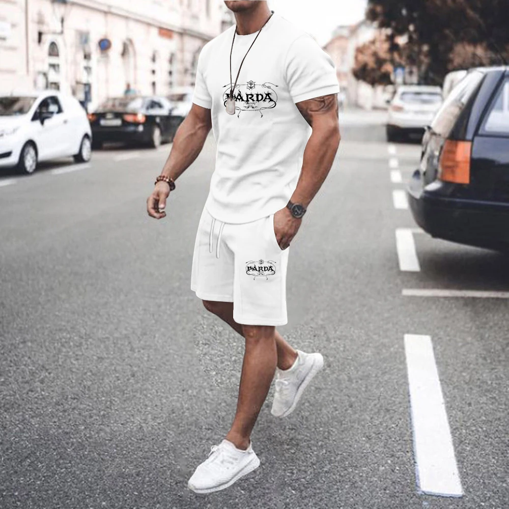 

Summer Oversized T-shirt Gray Male Beach Shorts Sets Tracksuit Men's Suit Men's Trend Short Sleeve Tees Two Piece Set
