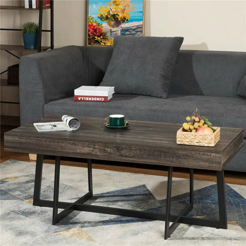 Деревенский кофейный столик для гостиной с ящиком хранения однотонный средней
