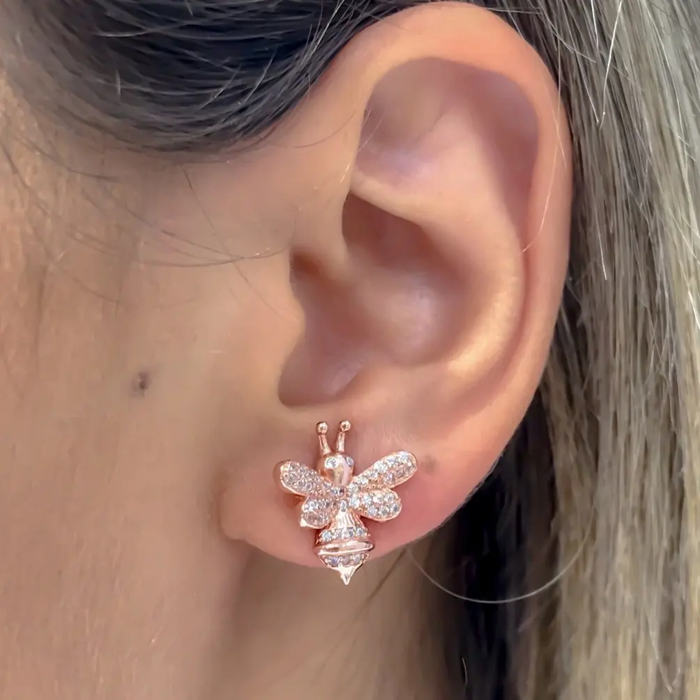 

Italian Bee Silver Studded Earrings