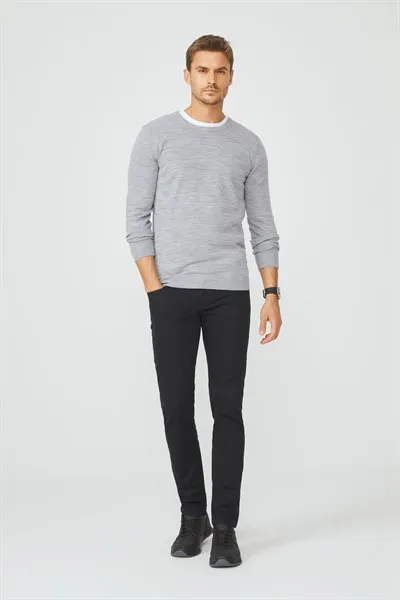 

Crew neck Sweater pullover winter spring autumn wear long arm 100% Acrylic Knit Fabric Grey