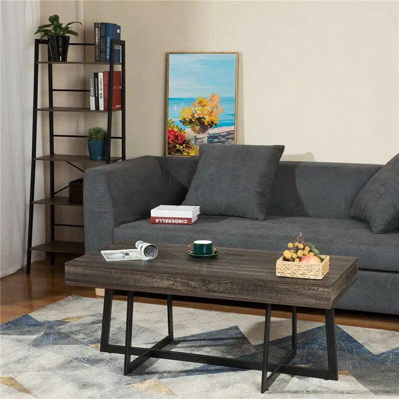 Деревенский кофейный столик для гостиной с ящиком хранения однотонный средней