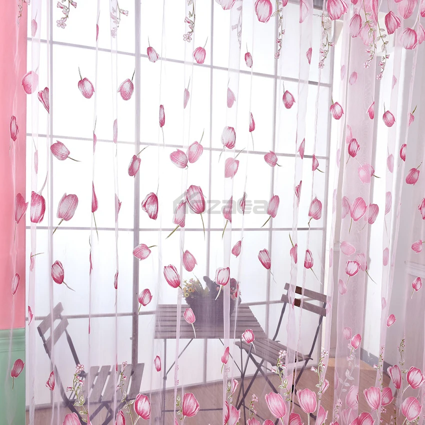1 шт. шторы на окна Hozada тюльпаны с цветочным принтом занавески люверсами для