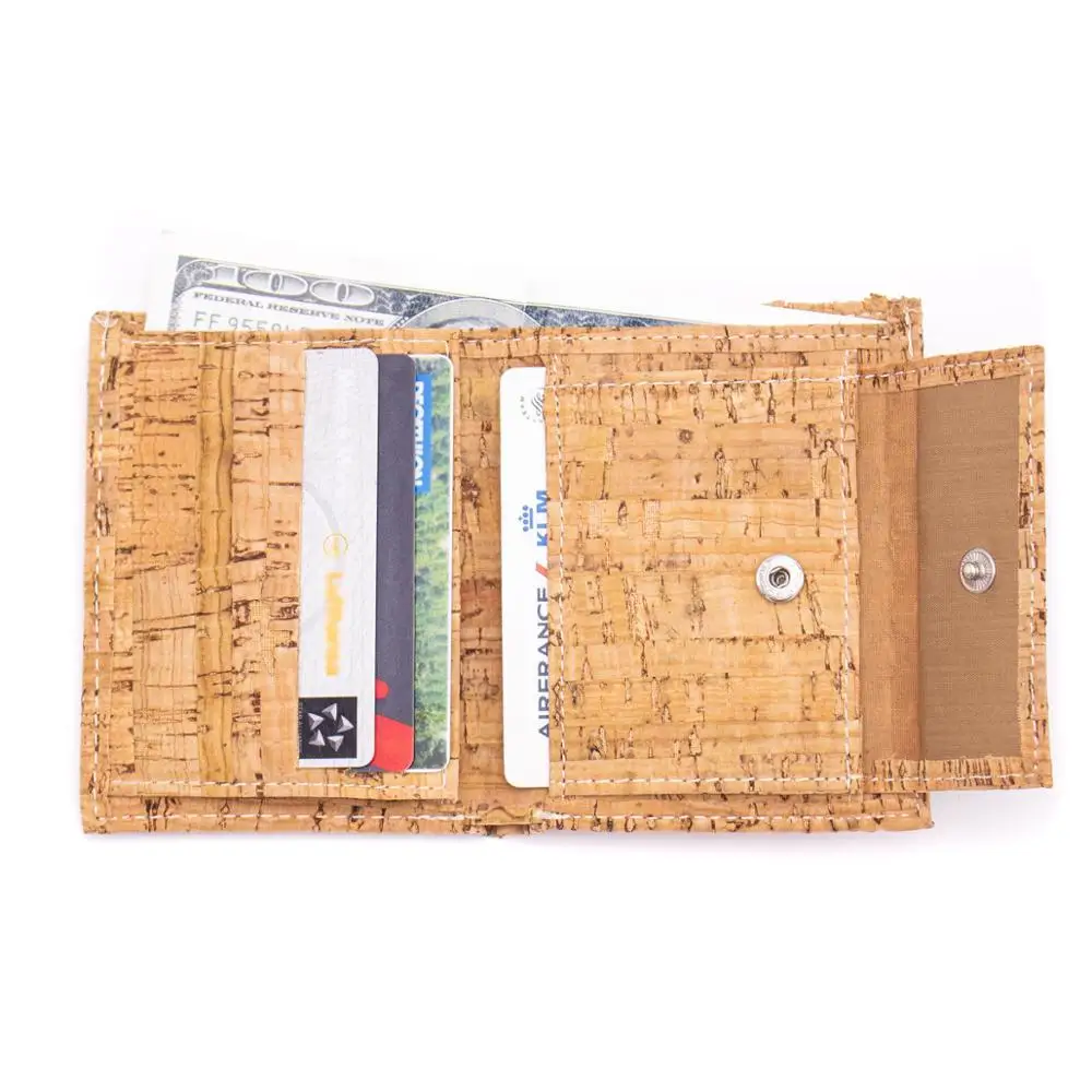 

Natural Cork wallet & free wallet box with coin purse card slim eco LE-005