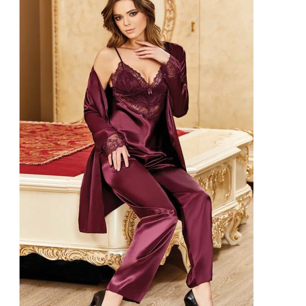 

Women's White Nightgown Dressing Gown Set Satin Lace Long 2 Piece Underwear Comfortable Sleeping at Home Wearable in Bed Wedding