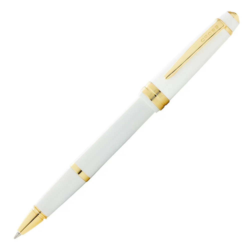 Cross Bailey Light Rollerball Pen, Polished White/Black/Burgundy Resin and Gold Tone  Pen,Black Gel Ink, Gift Box, Luxury Pen