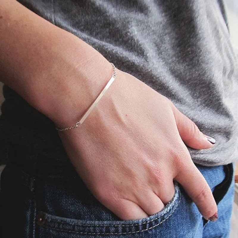 Розовое золото Цвет простые тонкие изогнутый стержень формы Браслеты для Для