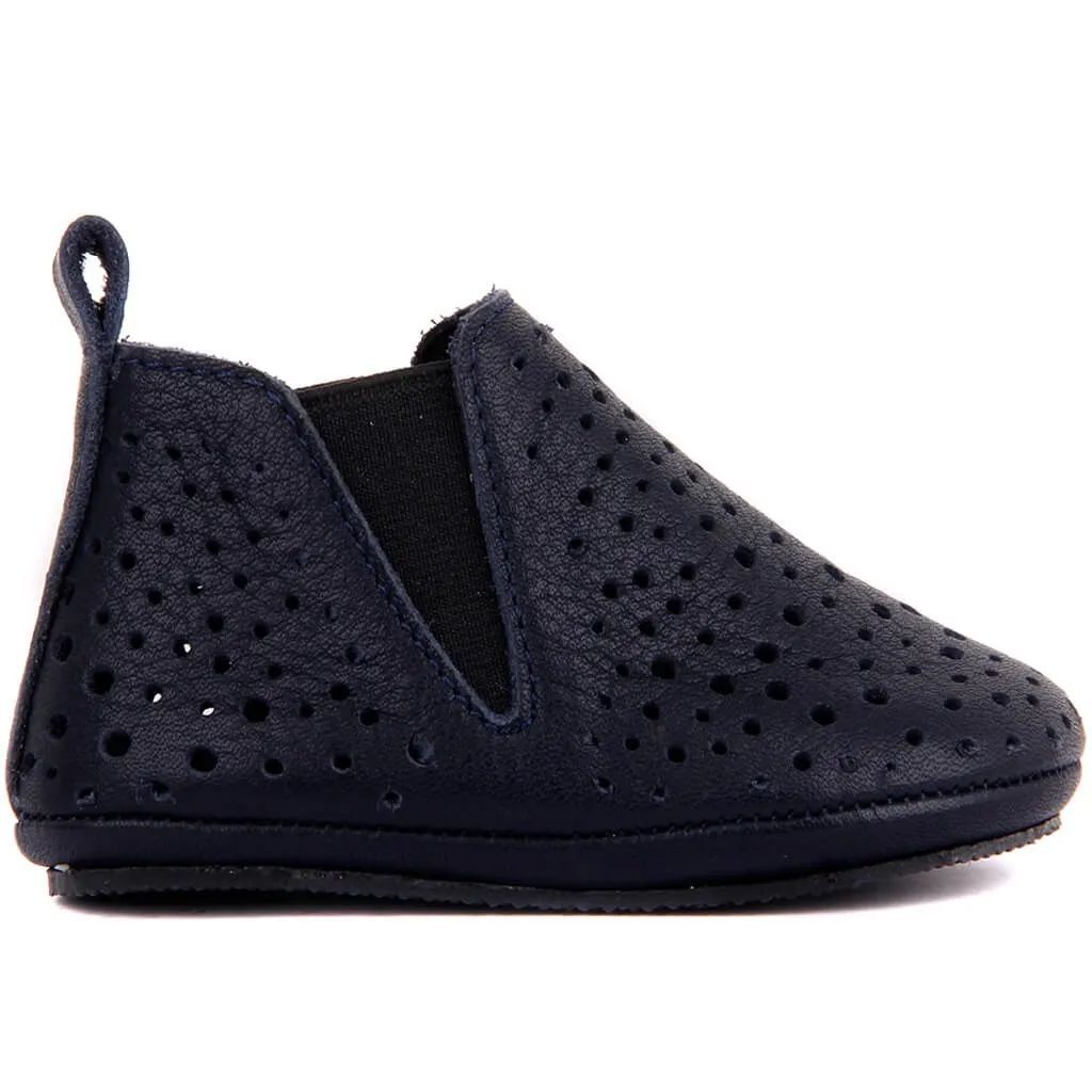 Sail Lakers-Navy Blue Leather Baby Shoe