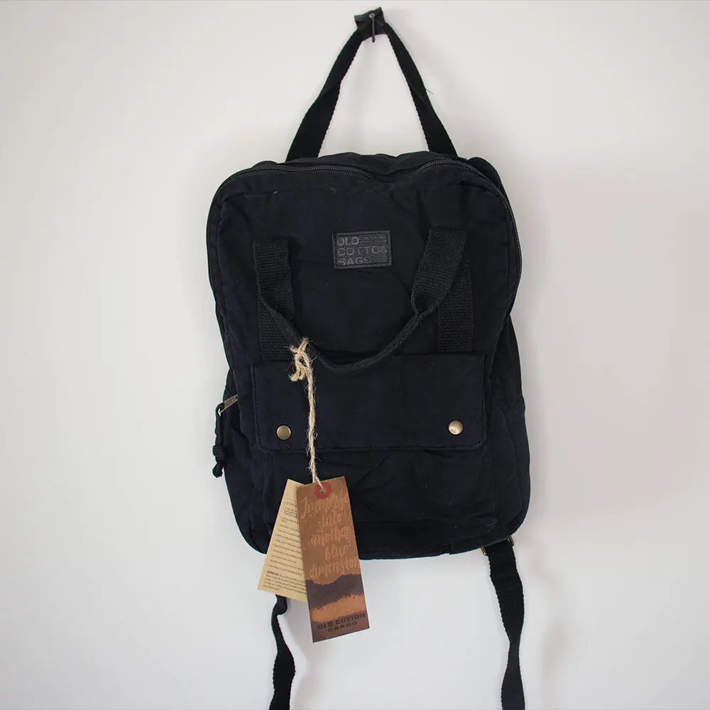 Старый хлопок карго Ситцевая сумка рюкзак 5109 черный унисекс женский и мужской