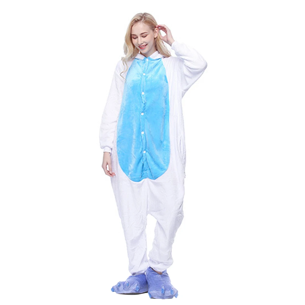 0490 blue unicorn Милые теплые зимние пижамы кигуруми для женщин мягкие фланелевые пижамы с животными комбинезоны Домашняя одежда пижамные комплекты Тоторо Наклейка с Пикачу - Цвет: 0490 blue unicorn