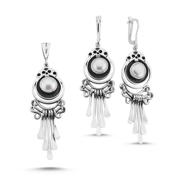 

Silver 925 Sterling Pearls of Handwork Set