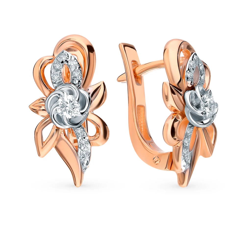Золотые серьги с бриллиантами SUNLIGHT проба 585|Серьги-клипсы| |