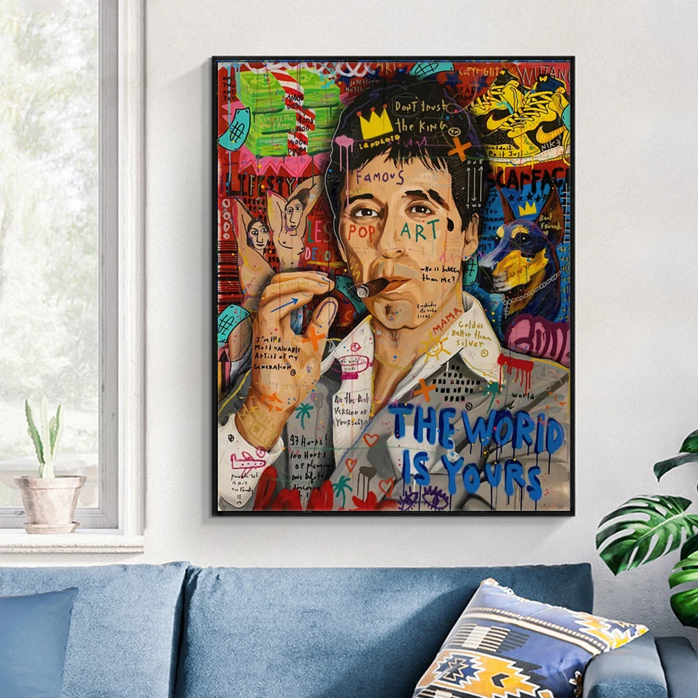 

New HD Abstract Scarface Graffiti Posters Prints Modern Street Canvas Painting Wall Art Picture Vintage Poster Home Decor Room